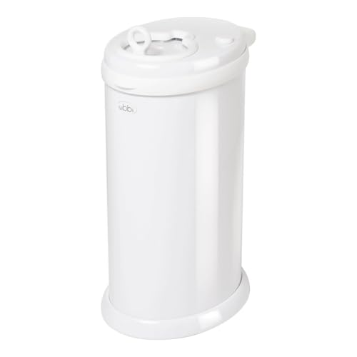 Ubbi Steel Diaper Pail, Odor Locking, No Special Bag Required, Award-Winning, Registry Must-Have, White