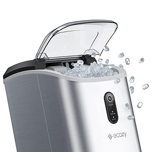 ecozy Nugget Ice Maker Countertop - Chewable Pellet Ice Cubes, 33 lbs Daily Output, Stainless Steel Housing, Self-Cleaning Ice Machine with Ice...