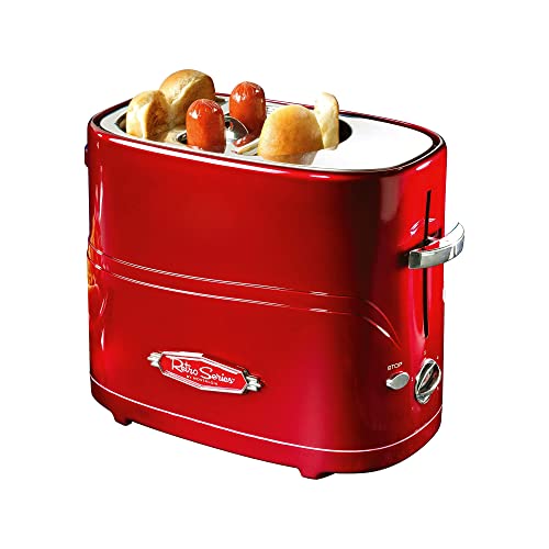 Nostalgia 2 Slot Hot Dog and Bun Toaster with Mini Tongs, Retro Toaster, Cooker that Works Chicken, Turkey, Veggie Links, Sausages Brats,...