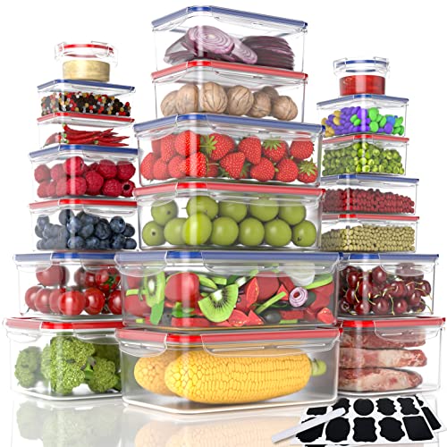 AdanZst 40-Piece Reusable Food Storage Containers with Lids Airtight, 100% Leakproof Plastic Meal Prep Storage Food Grade Kitchen Organizer,...