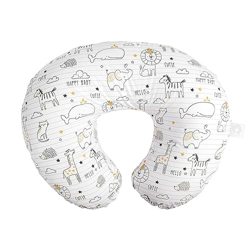 Boppy Nursing Pillow Original Support, White and Gold Notebook, Ergonomic Nursing Essentials for Bottle and Breastfeeding, Firm Fiber Fill, with...