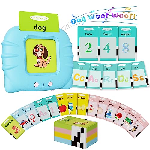 Aullsaty Toddler Toys Talking Flash Cards for 1 2 3 4 5 6 Year Old Boys and Girls, Autism Sensory Toys for Autistic Children, Learning...