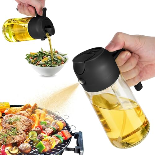 TrendPlain 16oz Olive Oil Dispenser Bottle for Kitchen - 2 in 1 Oil Dispenser and Oil Sprayer for Cooking, Air Fryer, Salad, BPA-Free 470ml Olive...