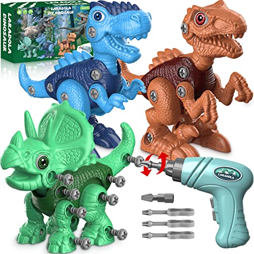 Laradola Dinosaur Toys for 3 4 5 6 7 8 Year Old Boys, Kids Take Apart STEM Construction Building Kids Toys with Electric Drill, Party Christmas...