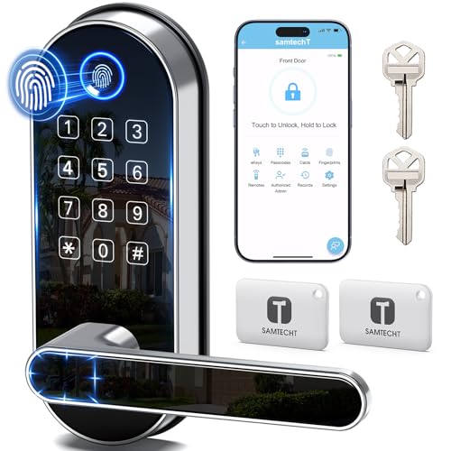 Keyless-Entry Keypad Fingerprint Smart Lock: Digital Door Lock with Code Passcode, Electronic Door Handle, Biometric Door Knob for Entry Door,...